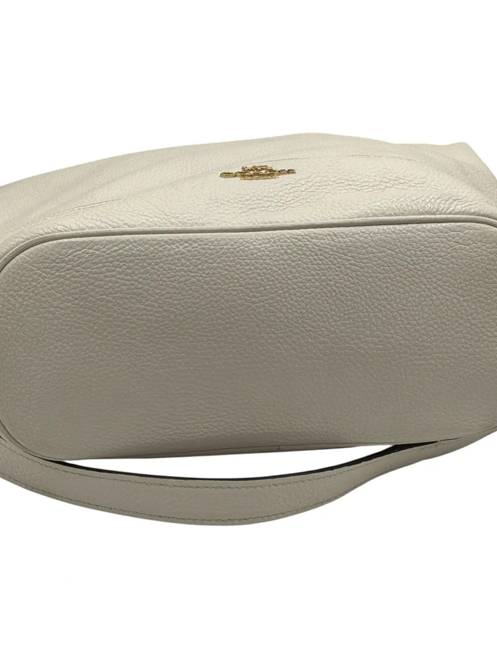 Coach Cream Pebbled Leather Paxton Duffle Shoulder Bag with Gold Hardware